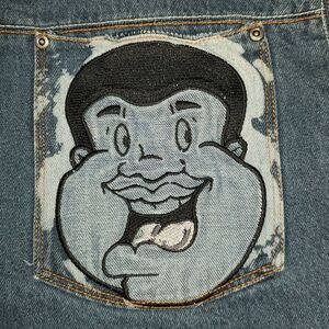 Platinum FUBU Fat Albert Denim Jeans Wide Leg Like Jnco Embroidered Pocket 34x34